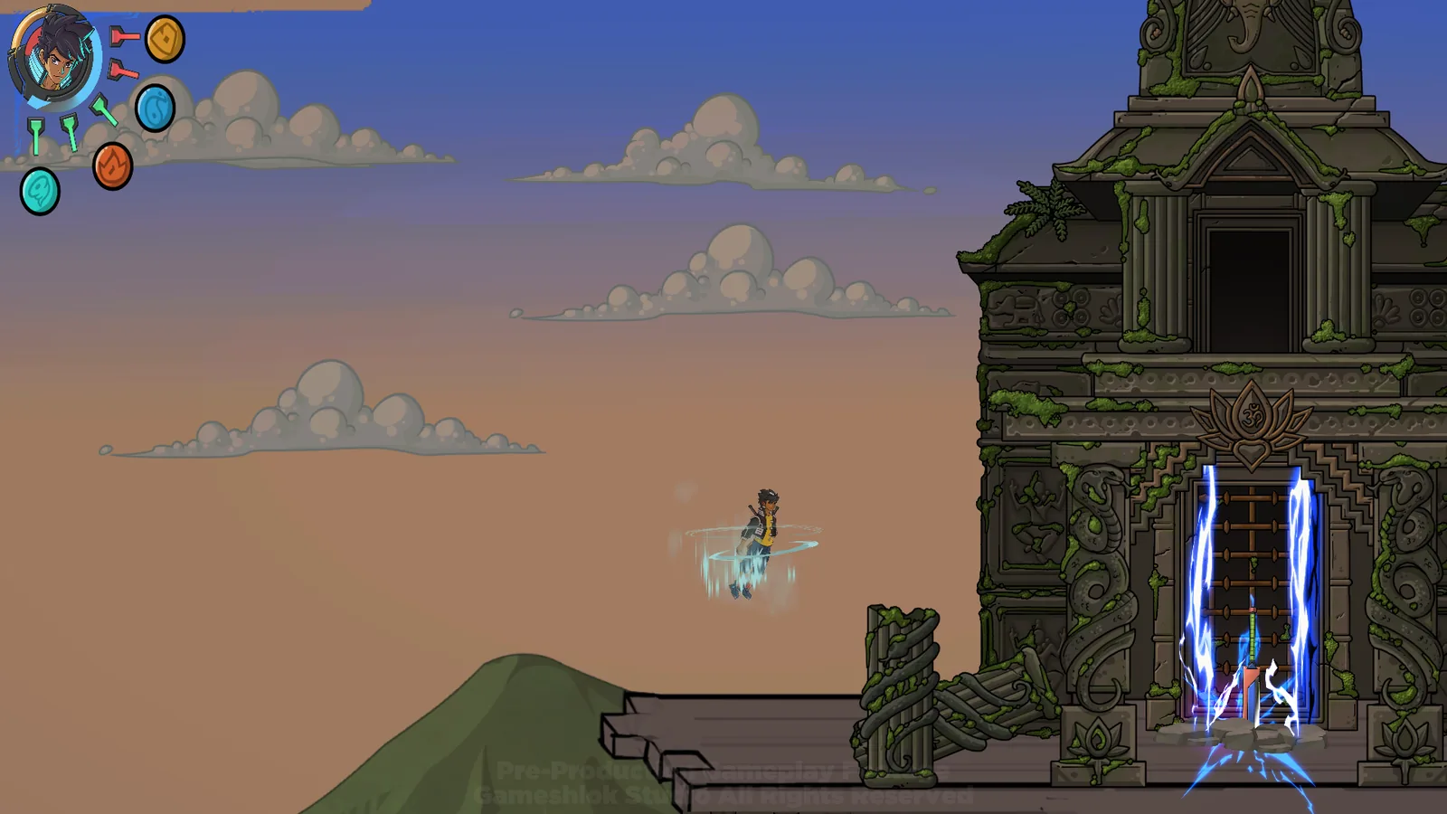 Alley leaps toward a temple gate