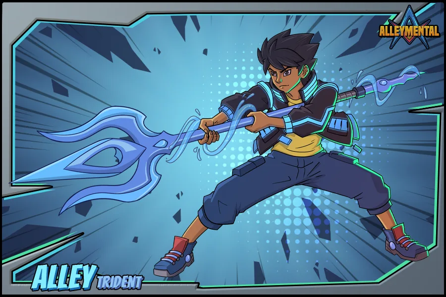 Alley card with the water trident